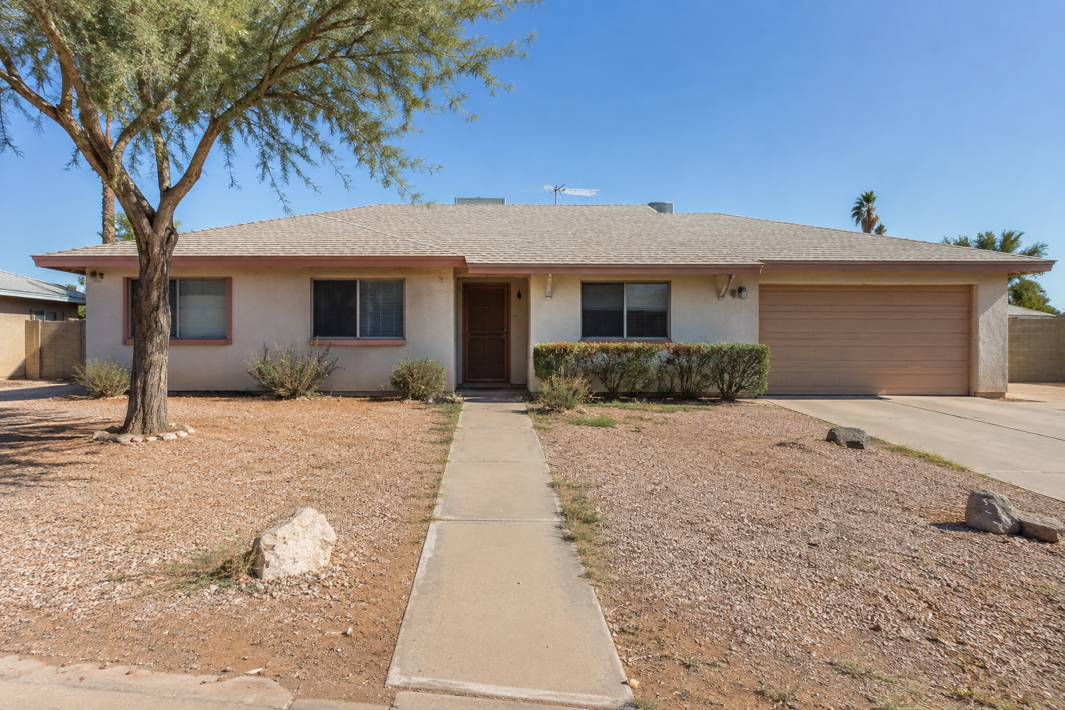 Typical older Phoenix ranch home with manageable cosmetic updating needs